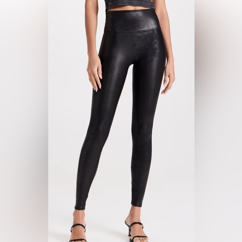 Spanx Faux Leather Leggings, size L, EUC